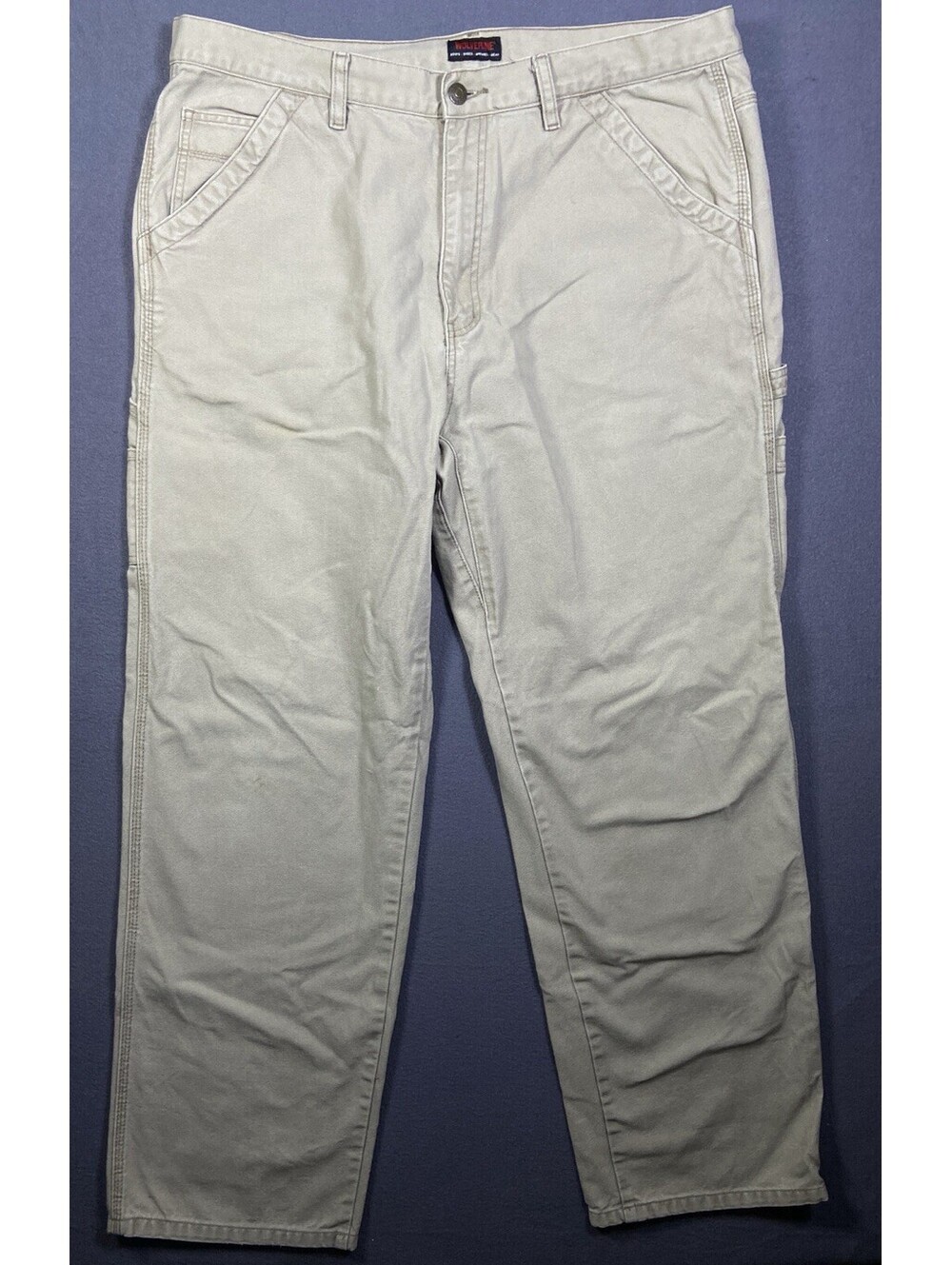 Men's Wolverine Canvas Utility Pants Straight Stretch Brown Sz 40x34 32 Workwear